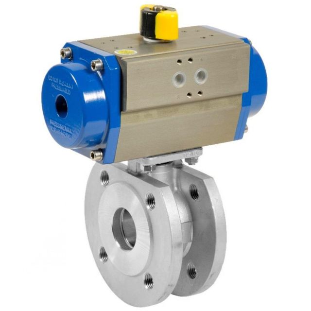 Wafer Flanged Ball Valve with Pneumatic Actuator Spring Return
